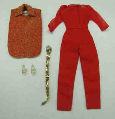 Vintage Barbie Doll 1965 HOSTESS SET Red Jumpsuit Vest Belt Heels #1034 SET 
