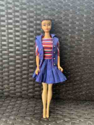 Vintage Brunette Number 3 Ponytail Barbie Doll Sailor Dress