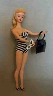 Vintage BARBIE #3/4 transitional swimsuit doll + 3 tagged ensembles - 1 owner