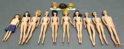 Lot of 10 Vintage BARBIE KEN MIDGE Dolls w/ 3 Wigs Mattel 1950's