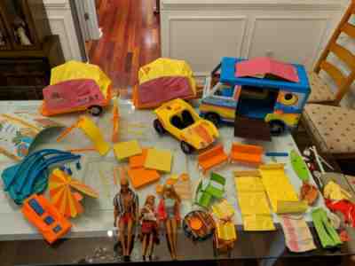 1970's Vintage Barbie & Ken Doll Collection, Surfer Bus, Convertible, Pop Up...