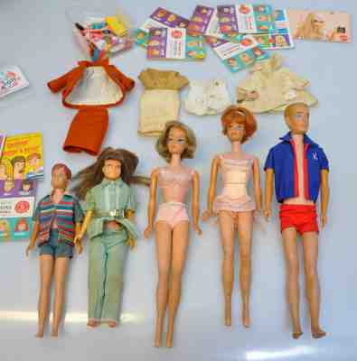 RARE! 5  Vintage Mattel Barbie Doll Bend legs 1958. Basement found ! Japan USA