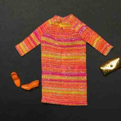 Barbie Stacey Japanese Exclusive Striped Mod Lurex Mini Dress With Accessories
