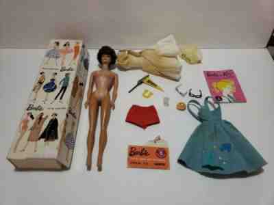 Vintage Barbie Bubblecut 1961 #850 Brownette in Box with Friday Night Date Dress
