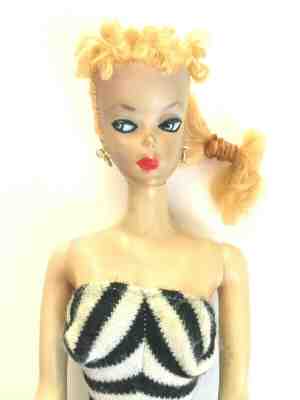 #1 1959 VINTAGE BLONDE PONYTAIL BARBIE WITH ORIGINAL PAINT & HAIR - RARE!