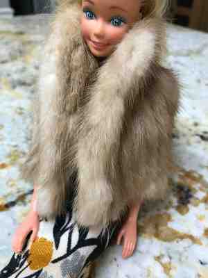 RARE Vintage Barbie REAL MINK Coat/Cape, Mattel, 1960's exclusively at Sears VGC