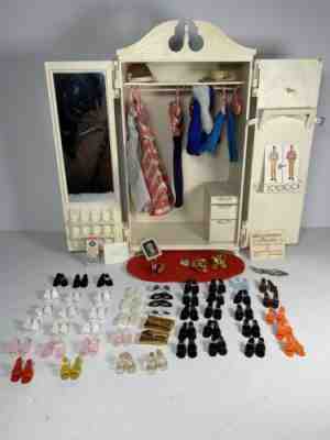 Vtg 1963 Susy Goose Barbie Wardrobe Armoire Clothes Rug Hangers Dress Shoes LOT
