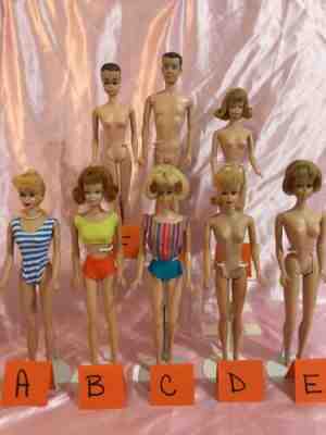 ??Set Of 8 Vintage Barbie Dolls American Girl Barbie/ Ponytail /Fashion Queen ??