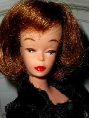 Vintage Barbie RARE LONG HAIR AMERICAN GIRL POLLY CLONE IN EVENING GOWN FUR COAT