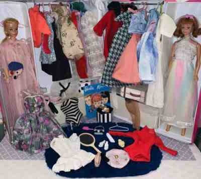Big Vintage Barbie Dolls & Case With Clothes And Accessories Lot