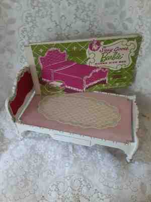 Vintage 1964 Rare Susy Goose Queen Size Barbie Plastic Bed, Original Mattress