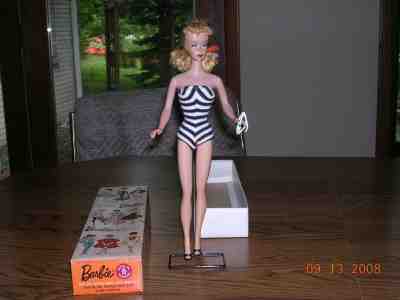 Vintage Barbie Doll (Box, stand), Wedding Dress, Tuxedo and more clothing