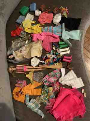 Vintage Mod Barbie Francie Clothes Shoes Hangers Huge Lot From Late 60s-70s