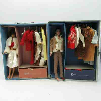 VTG Barbie Flocked Hair Ken Doll (1960) and Bubblecut Midge (1962) Accessories