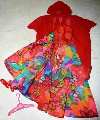  Vintage Barbie Clothes Floating Gardens # 1696 w/Red Hooded Cape & Heels