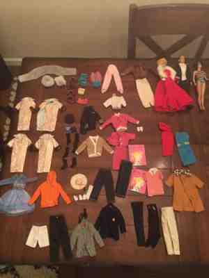 2 1958 Bubble Cut Original Barbie Dolls, 1 1960 Ken Doll Original Plus Clothing 
