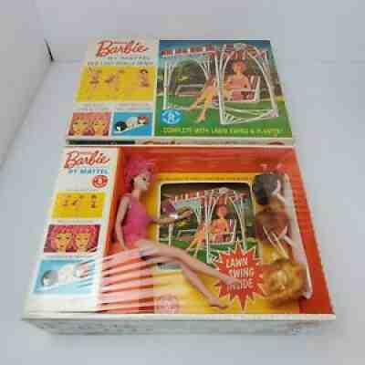 BRAND NEW FACTORY SEALED Vintage Mattel Miss Barbie Lawn Swing And Planter Set