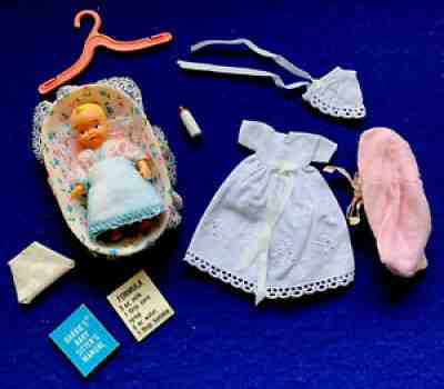 Vintage Barbie Baby-Sits RARE 2nd Version Baby W/layette!! MINT!