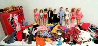 Vintage Midge PJ & Ken 9 Dolls ~ Clothing ~ Case ~ Accessories Lot 60's