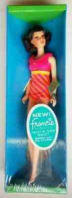VINTAGE BARBIE 1965 FRANCIE #1170 NRFB BRUNETTE TNT WRIST TAG POSEABLE STAND