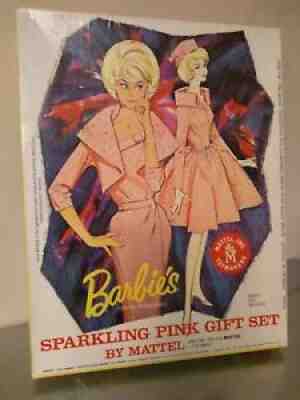 1963 VINTAGE BARBIE'S SPARKLING PINK GIFT SET BOX WITH CLOTHING ONLY, NO DOLL