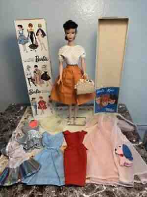 Vintage Barbie #5 Ponytail In Original Box With Stand,Booklet And Clothes