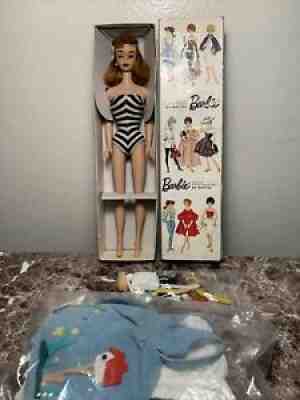 Vintage Ponytail Barbie #5 In Box With Stand &2 Rare Outfits #969 & #979 EUC
