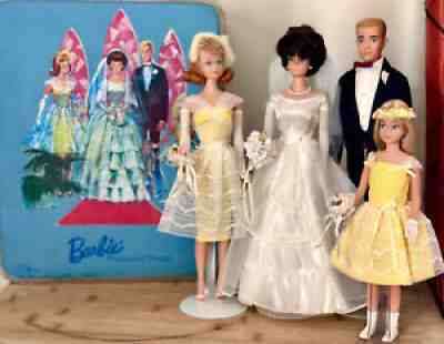 VINTAGE BARBIE & KEN WEDDING PARTY SET WITH CASE