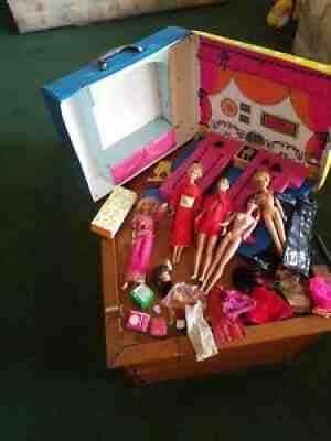 barbie doll 1958 1966 1961 lot case clothes accessories radio record player tv