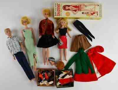 Vintage 1960s Barbie Ken Skipper Doll Lot w Extras - NO RESERVE RB-2