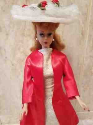 Vintage Barbie Clothes #1664 SHIMMERING MAGIC RED SATIN COAT HAT DRESS & SHOES