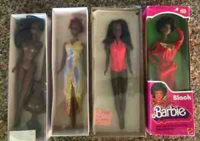 Lot of 5 vintage black Mattel Barbie, Malibu Christie, Julia, etc. 1960s-70s