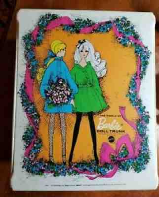 1968 Vintage Barbie Doll Trunk Double Sided Case w/ Dolls, Clothes & Accessories