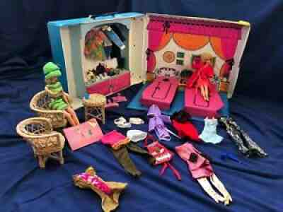 Vintage Barbies and accessories lot, good, Barbie and Stacey Sleep carrying case