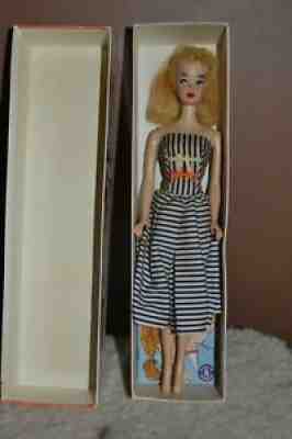 Vintage Barbie #6 1960's, in #912 Cotton Casual Dress, Blonde, Blue Eyes w/Box