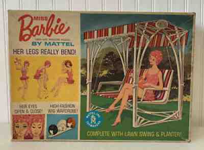 Vintage 1964 Miss Barbie Box Lawn Swing Planter Phone Extras