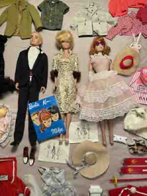 Vintage Ken Barbie Red Head Midge & Baby With Kenâ??s Case Accessories & ClothingÂ 