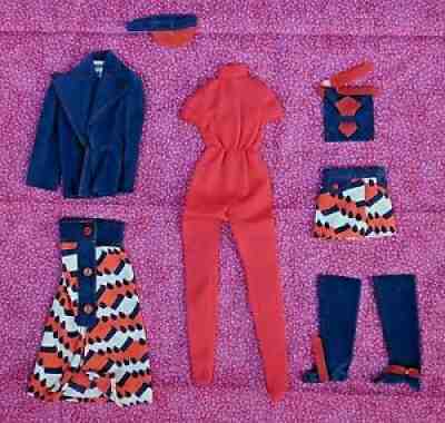 RARE Vintage Mod FRANCIE Barbie #3286 DOUBLE UPS Outfit 1972 NM/Comp Visor Purse