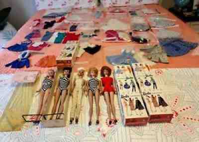 Extrordinary lot of Mattel Vintage 1960's Barbies, Clothes and accessories.
