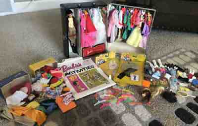 Huge Vintage Barbie Lot â??66 Barbie Retro Clothing Shoes Phone Belts Wedding Case
