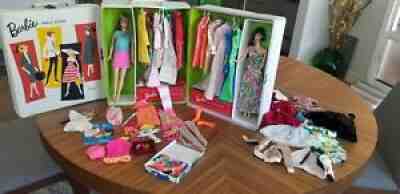Vintage Barbie Doll Lot: 2 Dolls (1967,1966) l 2 Cases l Clothes l Accessories