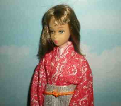 Vintage Barbie Doll Japanese Francie in Japanese Exclusive Red Lace Kimono #2208