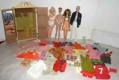 VINTAGE FASHION QUEEN BARBIE FRANCIE BALLERINA BARBIE,& KEN DOLL W/CLOSET,CLOTHE