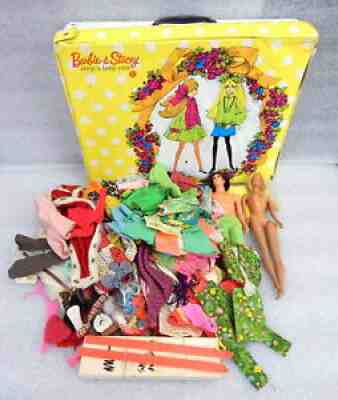 Vintage 1960s Mattel Barbie Doll Clothing Lot Stacey Sleep n Keep Case 1968 Ken