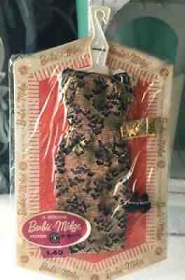Vintage Barbie Pak Gold and Navy Lame' Sheath Dress 1963 - Rare NRFP NRFB