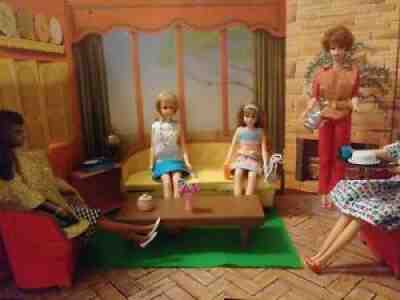 1960's Cardboard Barbie Dream House Vintage With Original Furniture Pieces AS IS