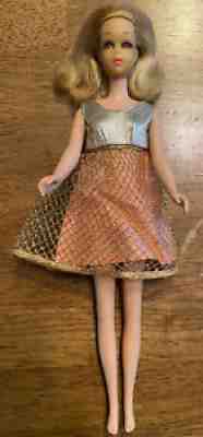Original Vintage Mattel #1170 No Bangs Blonde Francie Barbie Doll & #1222 Dress