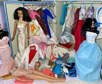 BIG Vintage Barbie Doll Case With Clothes & Accessories Lot