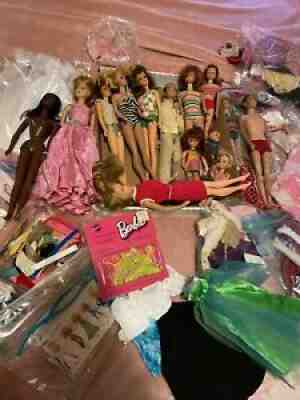 Mid-60s 70â??s 80â??s Barbie Skipper Ken etc dolls with clothing & hangers Shoes