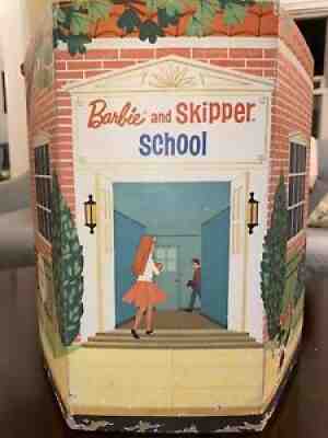 1965 BARBIE and SKIPPER SCHOOL Fold-Up Cardboard Playset by Mattell - COMPLETE!